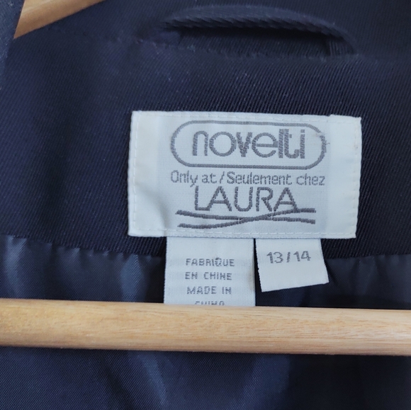 Vintage Trench Coat Jacket; Dark Navy Blue - Picture 5 of 8